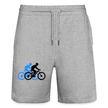Mountain Bike Bicycle Man Silhouette - Stanley/Stella Trainer Unisex Organic Jogging Shorts - heather grey - Front - Nik (191cm) & Marisol (170cm)