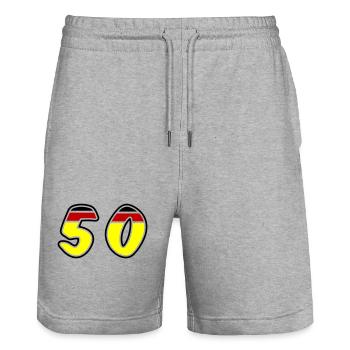 50 Number symbol Germany - Stanley/Stella Trainer Unisex Organic Jogging Shorts - heather grey - Front - Nik (191cm) & Marisol (170cm)
