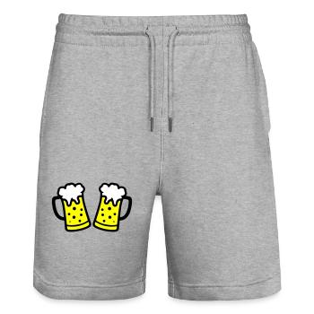 Chope de bière symbole de bière - Short de jogging bio TRAINER Stanley/Stella unisexe - gris chiné - Devant - Nik (191cm) & Marisol (170cm)
