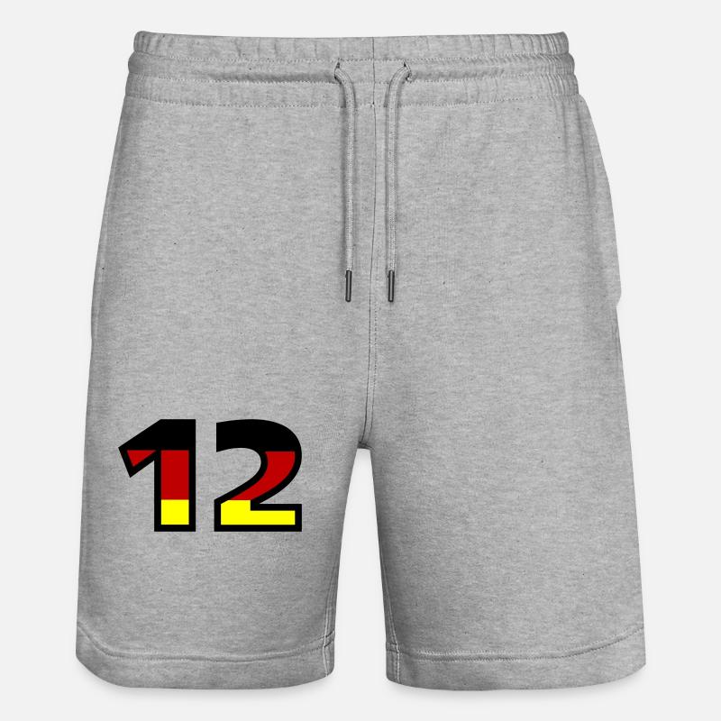 Maillot Allemagne numéro 12 - Short de jogging bio TRAINER Stanley/Stella unisexe - gris chiné