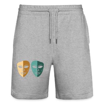 Theater-Masken - Stanley/Stella Unisex Bio Joggingshorts Trainer  - Grau meliert - Vorne - Nik (191cm) & Marisol (170cm)
