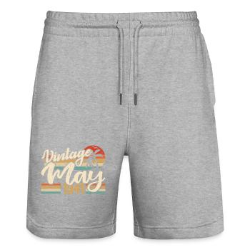 Vintage Birthday May 1941 Born in May 1941 - Stanley/Stella Trainer Unisex Organic Jogging Shorts - heather grey - Front - Nik (191cm) & Marisol (170cm)