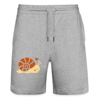 Schnecke - Stanley/Stella Unisex Bio Joggingshorts Trainer  - Grau meliert - Vorne - Nik (191cm) & Marisol (170cm)