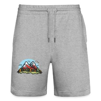 Montagnes, Nature, Paysage - Short de jogging bio TRAINER Stanley/Stella unisexe - gris chiné - Devant - Nik (191cm) & Marisol (170cm)