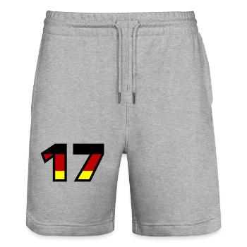 17 Number Germany Jersey - Stanley/Stella Trainer Unisex Organic Jogging Shorts - heather grey - Front - Nik (191cm) & Marisol (170cm)