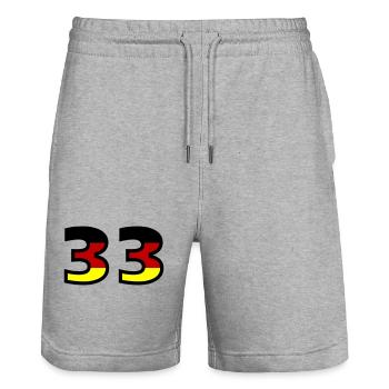 33 Zahl Deutschland Trikot - Stanley/Stella Unisex Bio Joggingshorts Trainer  - Grau meliert - Vorne - Nik (191cm) & Marisol (170cm)