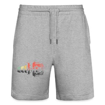 Trucker Evolution Driving Dad Trucker Father Truck - Stanley/Stella Trainer Unisex Organic Jogging Shorts - heather grey - Front - Nik (191cm) & Marisol (170cm)