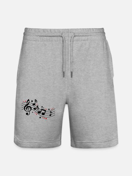 Musical Notes Symbols Music - Stanley/Stella Trainer Unisex Organic Jogging Shorts - heather grey