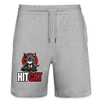 HitCat - Stanley/Stella Trainer Unisex Organic Jogging Shorts - heather grey - Front - Nik (191cm) & Marisol (170cm)