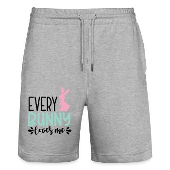 Design Every Bunny Loves me - Short de jogging bio TRAINER Stanley/Stella unisexe - gris chiné - Devant - Nik (191cm) & Marisol (170cm)