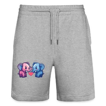Mammut Paar Liebe Couple Verliebt - Stanley/Stella Unisex Bio Joggingshorts Trainer  - Grau meliert - Vorne - Nik (191cm) & Marisol (170cm)