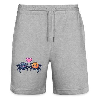 Tarantula Paar Liebe Spinne Verliebt - Stanley/Stella Unisex Bio Joggingshorts Trainer  - Grau meliert - Vorne - Nik (191cm) & Marisol (170cm)