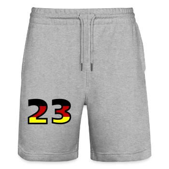 23 Number Germany Jersey - Stanley/Stella Trainer Unisex Organic Jogging Shorts - heather grey - Front - Nik (191cm) & Marisol (170cm)