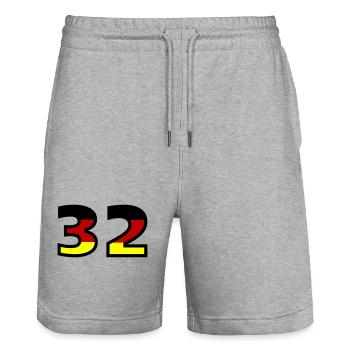 32 Numéro Allemagne Jersey - Short de jogging bio TRAINER Stanley/Stella unisexe - gris chiné - Devant - Nik (191cm) & Marisol (170cm)