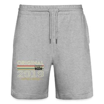 Original 2018 Jahrgang Retro Geburtstag Vintage - Stanley/Stella Unisex Bio Joggingshorts Trainer  - Grau meliert - Vorne - Nik (191cm) & Marisol (170cm)