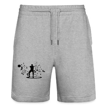 Hammer Thrower Colorsplash Hammer Throw - Stanley/Stella Trainer Unisex Organic Jogging Shorts - heather grey - Front - Nik (191cm) & Marisol (170cm)