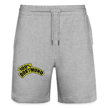 Dortmund City 100% - Short de jogging bio TRAINER Stanley/Stella unisexe - gris chiné - Devant - Nik (191cm) & Marisol (170cm)