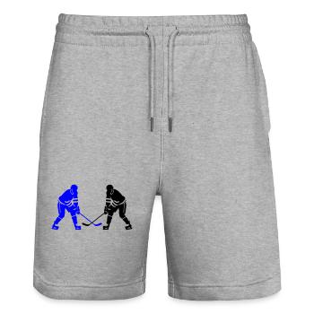 Ice Hockey Spieler Silhouette - Stanley/Stella Unisex Bio Joggingshorts Trainer  - Grau meliert - Vorne - Nik (191cm) & Marisol (170cm)