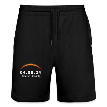 Total Solar Eclipse Path of Totality New York - Stanley/Stella Unisex Bio Joggingshorts Trainer  - Schwarz - Vorne - Nik (191cm) & Marisol (170cm)