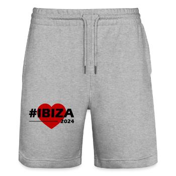Ibiza 2024 Heart Love - Stanley/Stella Trainer Unisex Organic Jogging Shorts - heather grey - Front - Nik (191cm) & Marisol (170cm)