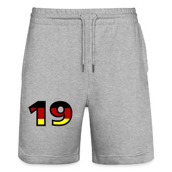 19 Zahl Deutschland Trikot - Stanley/Stella Unisex Bio Joggingshorts Trainer  - Grau meliert - Vorne - Nik (191cm) & Marisol (170cm)