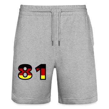 81 Number Germany Jersey - Stanley/Stella Trainer Unisex Organic Jogging Shorts - heather grey - Front - Nik (191cm) & Marisol (170cm)
