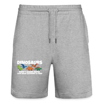 Dinosaurs Didn't Learn Math Funny Mathematics - Stanley/Stella Trainer Unisex Organic Jogging Shorts - heather grey - Front - Nik (191cm) & Marisol (170cm)