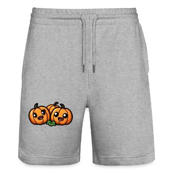 citrouille Halloween mignon bande dessinée - Short de jogging bio TRAINER Stanley/Stella unisexe - gris chiné - Devant - Nik (191cm) & Marisol (170cm)
