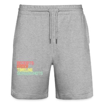 Receipts Timeline Screenshot Witty Retorts Snappy - Stanley/Stella Trainer Unisex Organic Jogging Shorts - heather grey - Front - Nik (191cm) & Marisol (170cm)
