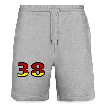 38 Number Germany Jersey - Stanley/Stella Trainer Unisex Organic Jogging Shorts - heather grey - Front - Nik (191cm) & Marisol (170cm)