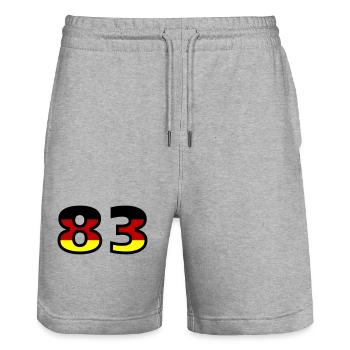 83 Number Germany Jersey - Stanley/Stella Trainer Unisex Organic Jogging Shorts - heather grey - Front - Nik (191cm) & Marisol (170cm)