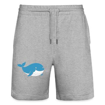 Baby Whale - Stanley/Stella Trainer Unisex Organic Jogging Shorts - heather grey - Front - Nik (191cm) & Marisol (170cm)