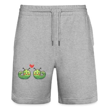Ver Couple Amoureux Animal Saint Valentin - Short de jogging bio TRAINER Stanley/Stella unisexe - gris chiné - Devant - Nik (191cm) & Marisol (170cm)