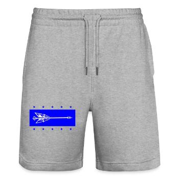 Darts darts sport - Stanley/Stella Trainer Unisex Organic Jogging Shorts - heather grey - Front - Nik (191cm) & Marisol (170cm)