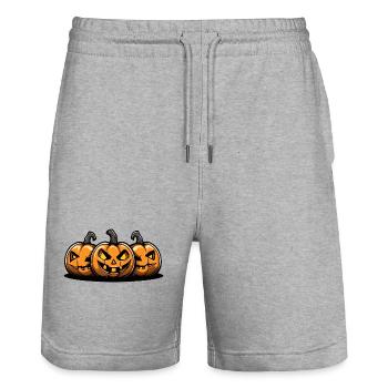 Citrouille Halloween - Short de jogging bio TRAINER Stanley/Stella unisexe - gris chiné - Devant - Nik (191cm) & Marisol (170cm)