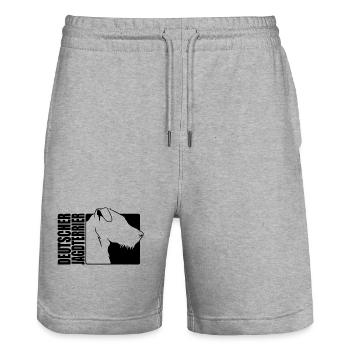 Deutscher Jagdterrier Profil Hunde Hund Wilsigns - Stanley/Stella Unisex Bio Joggingshorts Trainer  - Grau meliert - Vorne - Nik (191cm) & Marisol (170cm)