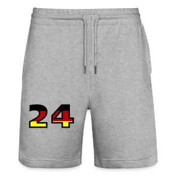 Maillot Allemagne numéro 24 - Short de jogging bio TRAINER Stanley/Stella unisexe - gris chiné - Devant - Nik (191cm) & Marisol (170cm)