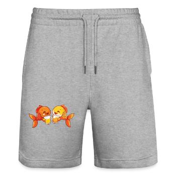 Goldfische Comic Bier Lustig Party - Stanley/Stella Unisex Bio Joggingshorts Trainer  - Grau meliert - Vorne - Nik (191cm) & Marisol (170cm)
