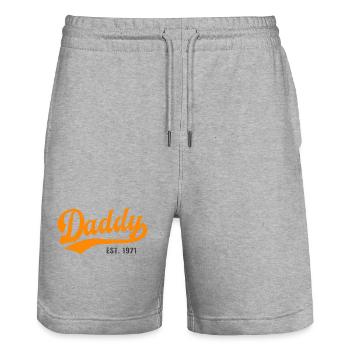 Daddy - Bester Dad Daddy Papa der Welt - est. 1971 - Stanley/Stella Unisex Bio Joggingshorts Trainer  - Grau meliert - Vorne - Nik (191cm) & Marisol (170cm)