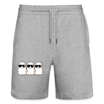 Fantômes Halloween Cool - Short de jogging bio TRAINER Stanley/Stella unisexe - gris chiné - Devant - Nik (191cm) & Marisol (170cm)