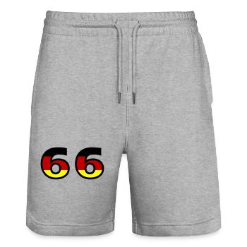 66 Number Germany Jersey - Stanley/Stella Trainer Unisex Organic Jogging Shorts - heather grey - Front - Nik (191cm) & Marisol (170cm)