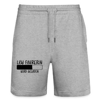 LKW Fahrerin Spruch Fun Lastwagenfahrerin Geschenk - Stanley/Stella Unisex Bio Joggingshorts Trainer  - Grau meliert - Vorne - Nik (191cm) & Marisol (170cm)