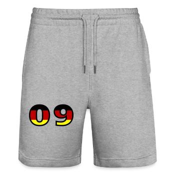 9 Zahl Deutschland Trikot - Stanley/Stella Unisex Bio Joggingshorts Trainer  - Grau meliert - Vorne - Nik (191cm) & Marisol (170cm)