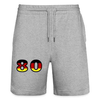 80 Number Germany Jersey - Stanley/Stella Trainer Unisex Organic Jogging Shorts - heather grey - Front - Nik (191cm) & Marisol (170cm)