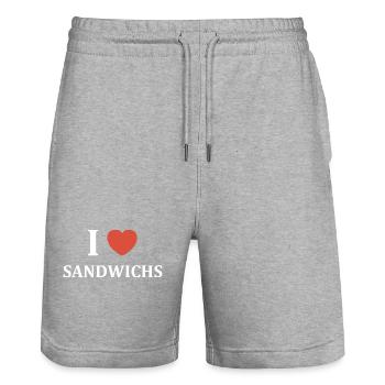 Humour sandwich - Short de jogging bio TRAINER Stanley/Stella unisexe - gris chiné - Devant - Nik (191cm) & Marisol (170cm)