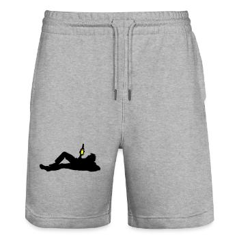 Drinking Bier Silhouette - Stanley/Stella Unisex Bio Joggingshorts Trainer  - Grau meliert - Vorne - Nik (191cm) & Marisol (170cm)