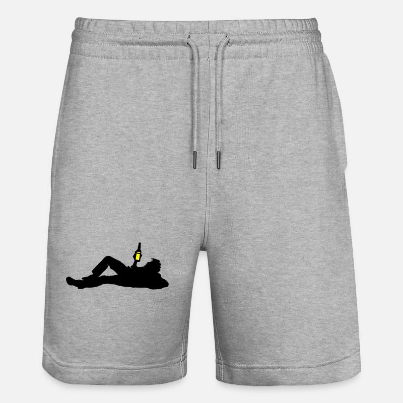 Drinking Beer Silhouette - Stanley/Stella Trainer Unisex Organic Jogging Shorts - heather grey