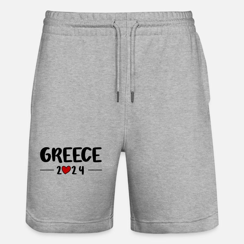 Greece 2024 Herz Reise - Stanley/Stella Unisex Bio Joggingshorts Trainer  - Grau meliert