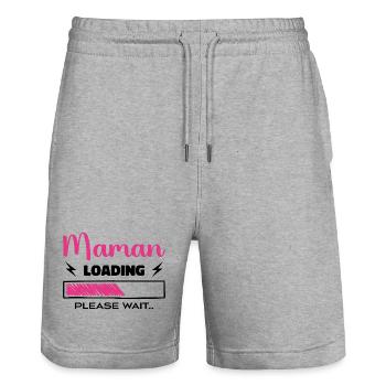 Maman loading Please Wait... - Short de jogging bio TRAINER Stanley/Stella unisexe - gris chiné - Devant - Nik (191cm) & Marisol (170cm)