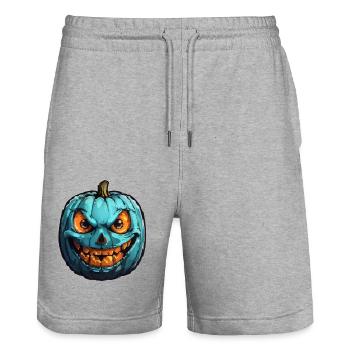 Citrouille d’Halloween - Short de jogging bio TRAINER Stanley/Stella unisexe - gris chiné - Devant - Nik (191cm) & Marisol (170cm)